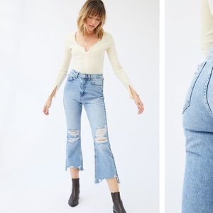 BDG Destroyed high waisted cropped flare jean